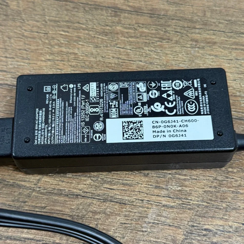 Dell 65W AC Adapter Charger HA65NS5-00 0G6J41 w/ Power Cord
